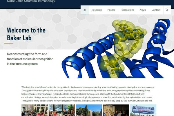 A screenshot of the homepage from the new Baker lab website
