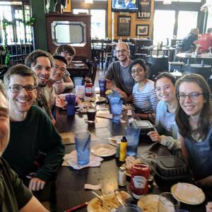 Photo of the lab at lunch, 2019