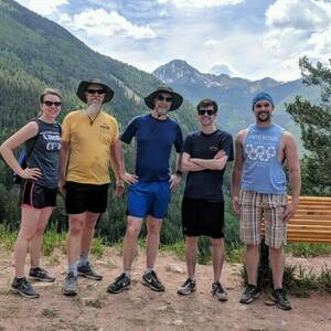 Lab members hiking in 2018