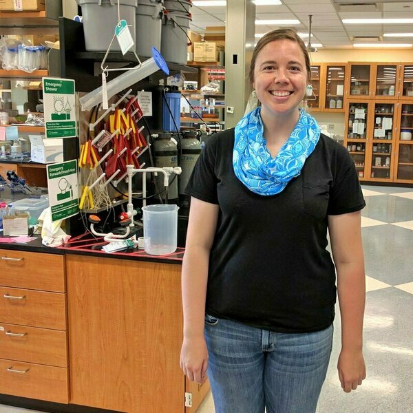 Sydney Blevins in the laboratory in 2016