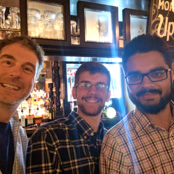 Lab members at the pub in 2016